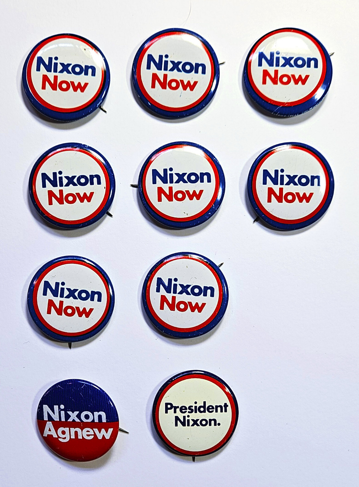 10 Unused 1972 President Nixon Now More Nixon Agnew Campaign Pins