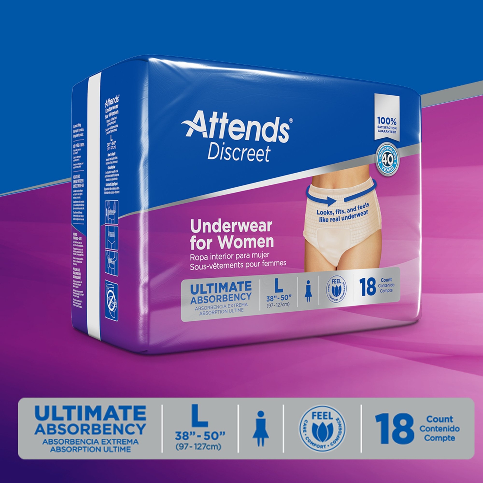 Attends Disposable Underwear Female Large 72 Ct