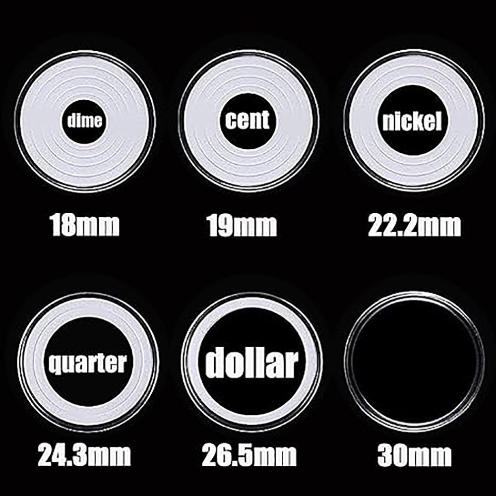 100Pack Clear Coin Capsule Round Plastic Holder 30mm Container Storage Box Case