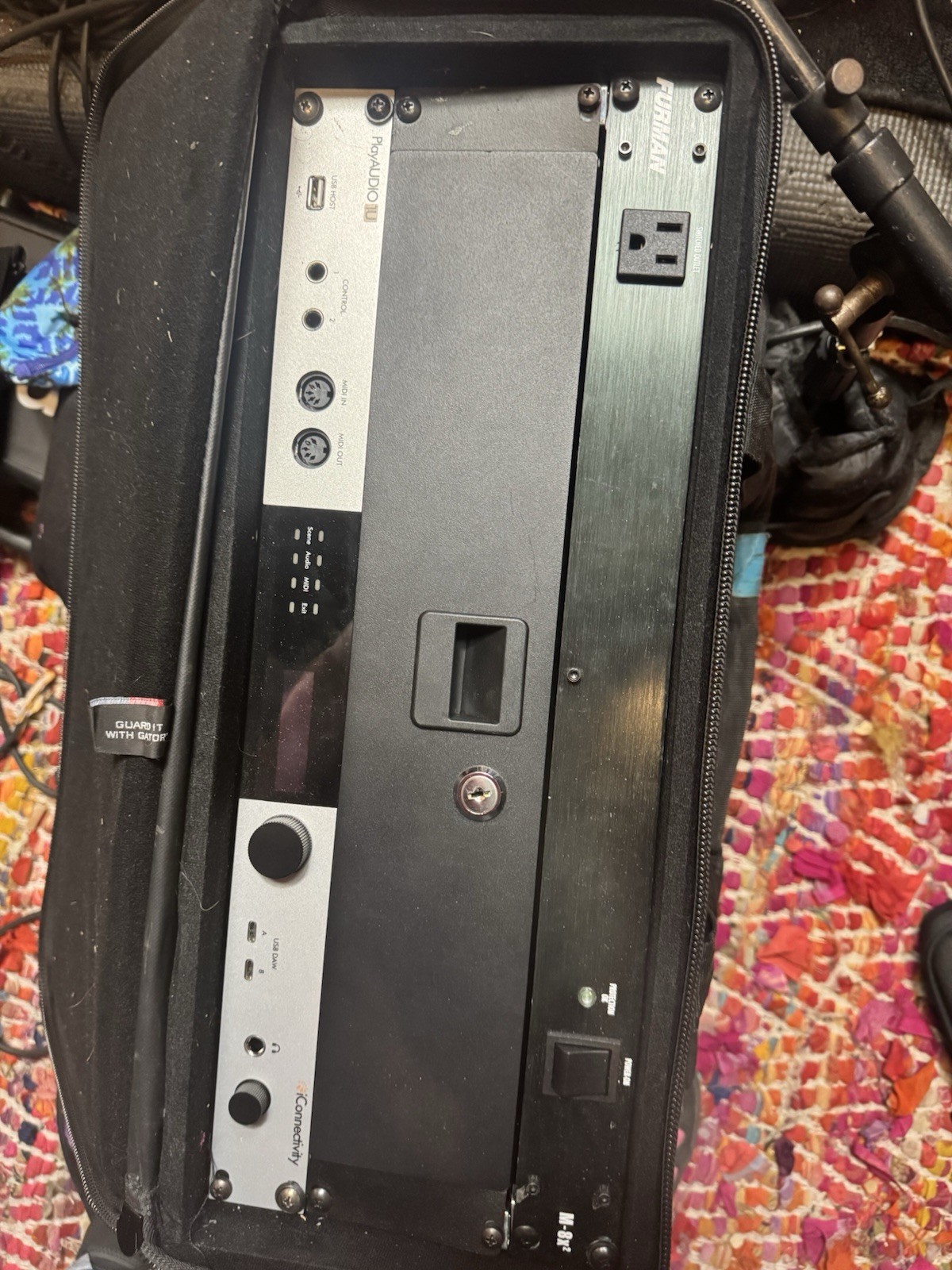Playaudio 1u w/Furman, Oaktone Midi Controller, and XLR snake