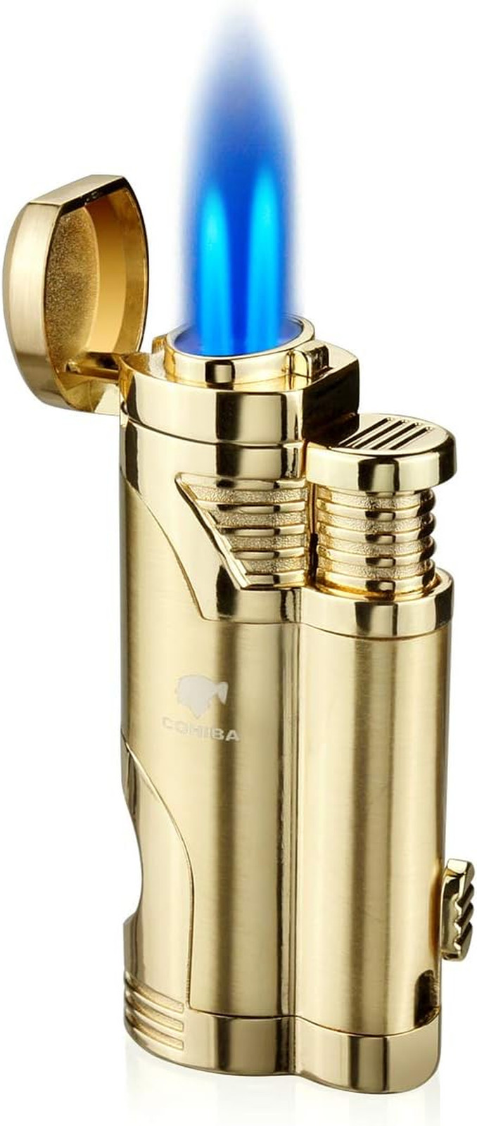 Cigar Torch Lighter with Punch Butane Refillable Lighters 2 Jet Flame Torch