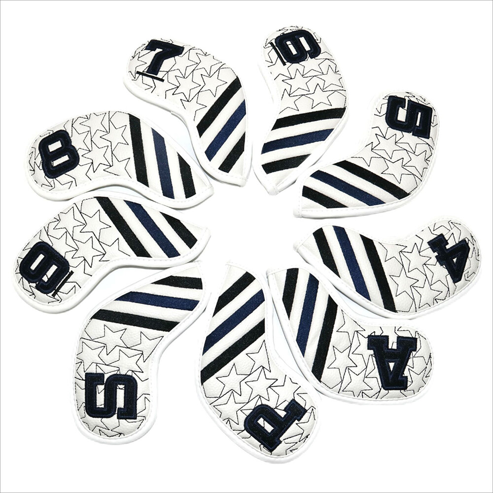 White Star with Black Numbered Design Golf Iron Club Covers Golf Accessories