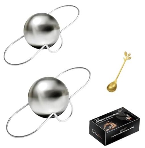 2 Pack Espresso Cooling Ball, Stainless Steel Coffee Cooler Ball with