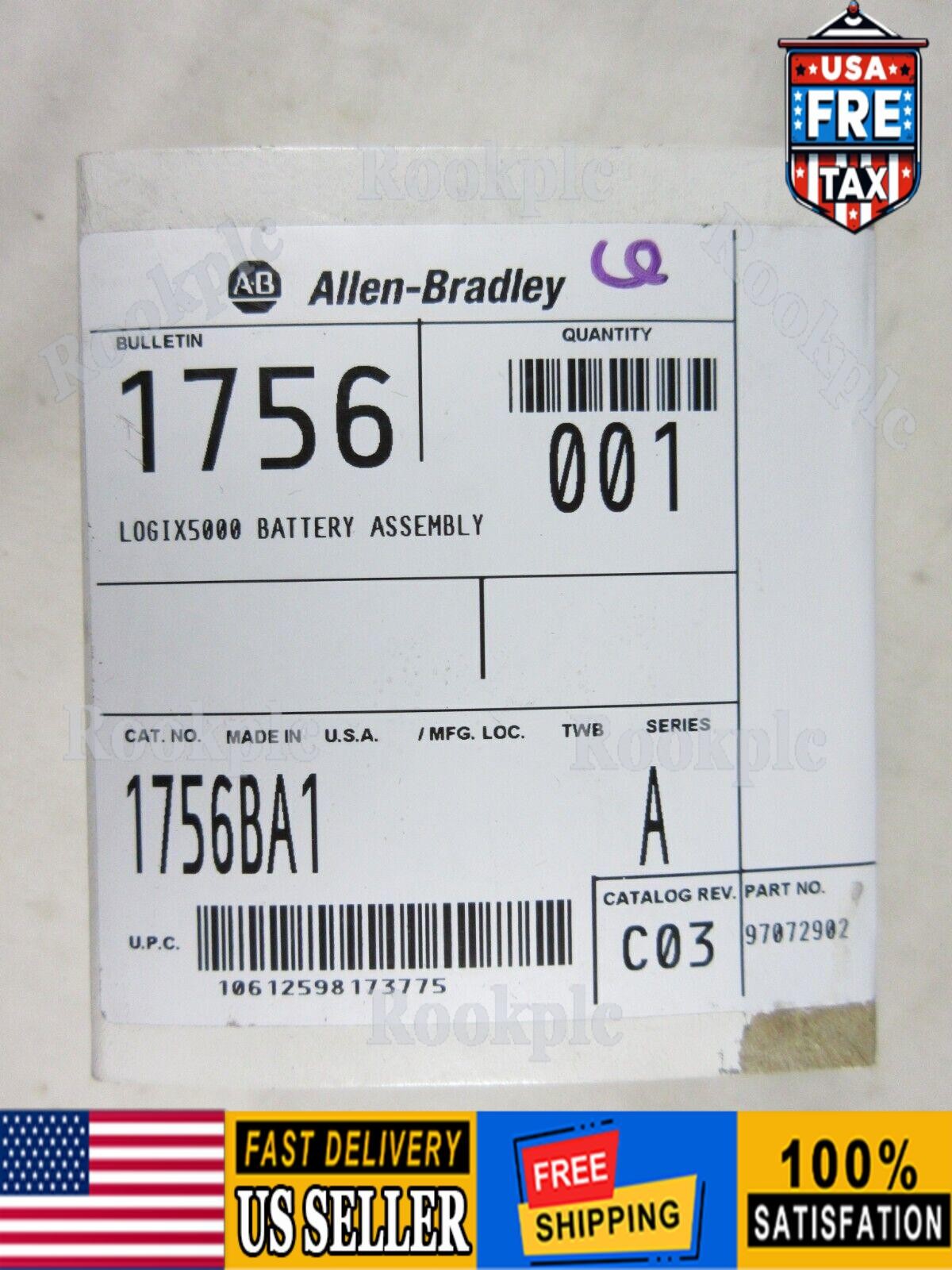 Allen Bradley, ControlLogix, Battery Assembly, 1756-BA1, New, Sealed Box