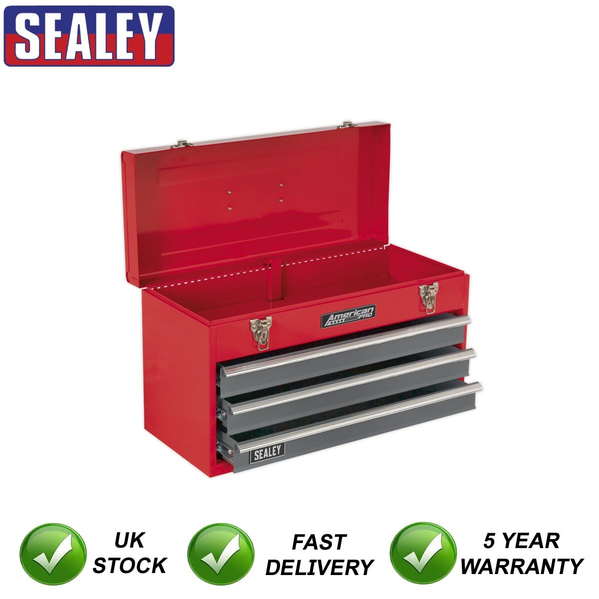 Sealey American PRO� Tool Chest 3 Drawer Red/Grey AP9243BB
