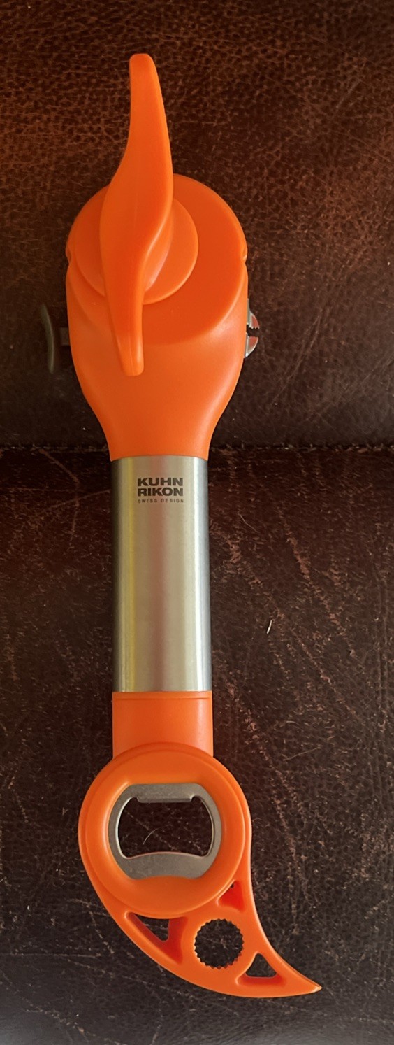 Kuhn Rikon 6-in-1 Stainless Steel Can Opener K97707 Orange New