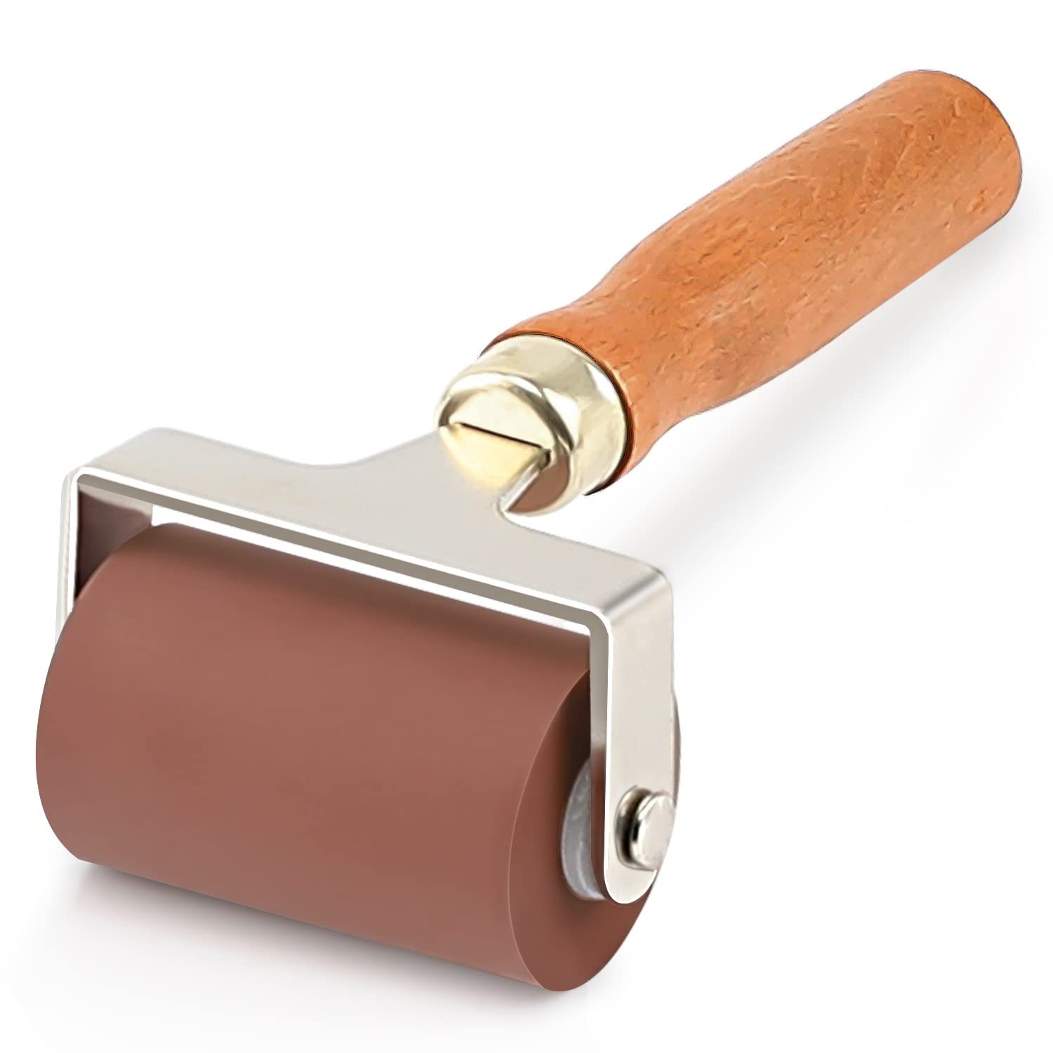 Soft Rubber Roller Brayer 2.5 Inch Brown Print Ink Stamping Tool Construction