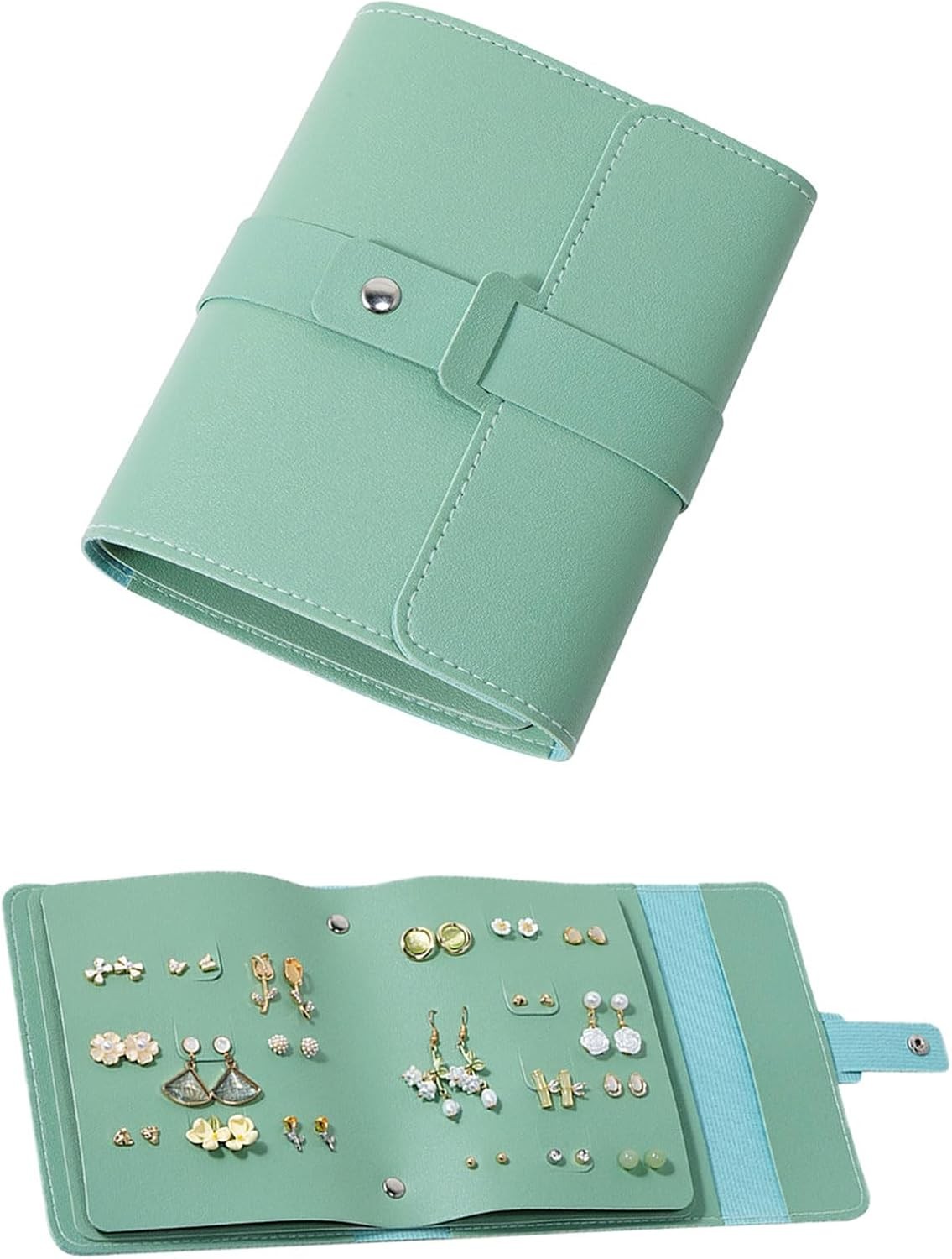 LAKE OF FIRE Earring Holder Organizer with 5.5 in x 6.3 x 1.5 in, Green
