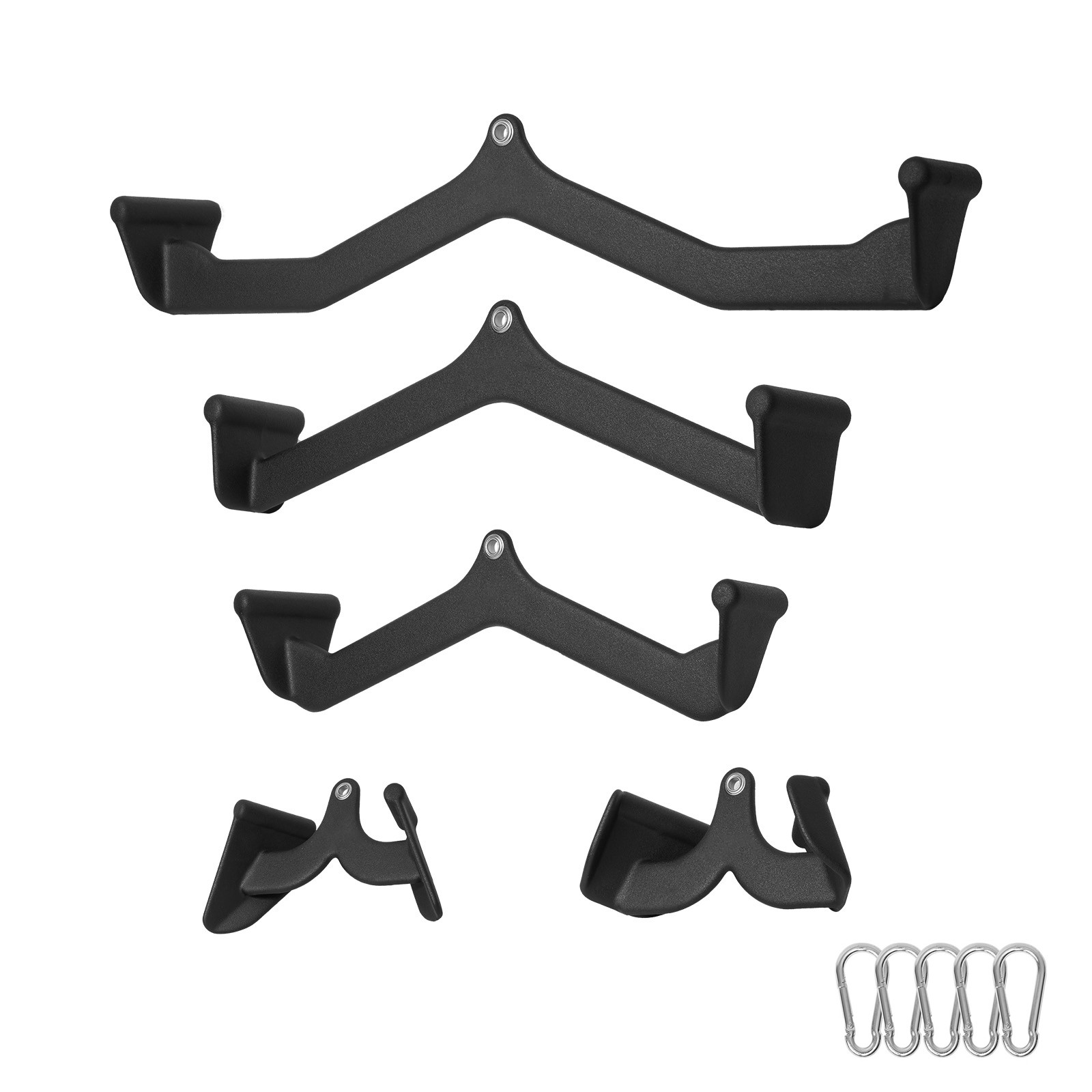 Lat Pulldown Bar Set, 5-Piece Cable Machine Attachments, Black Steel