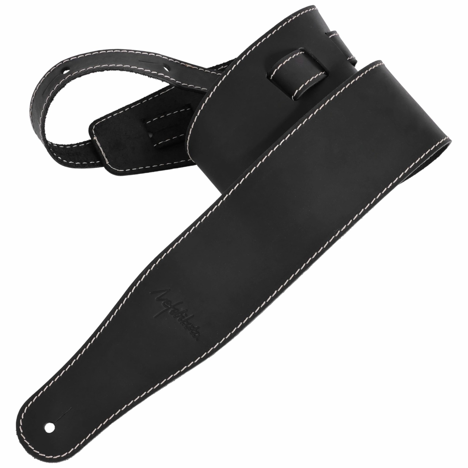Nefelibata Guitar Strap, 3-inch Wide Full Grain Leather, Extra Wide Lightweig...