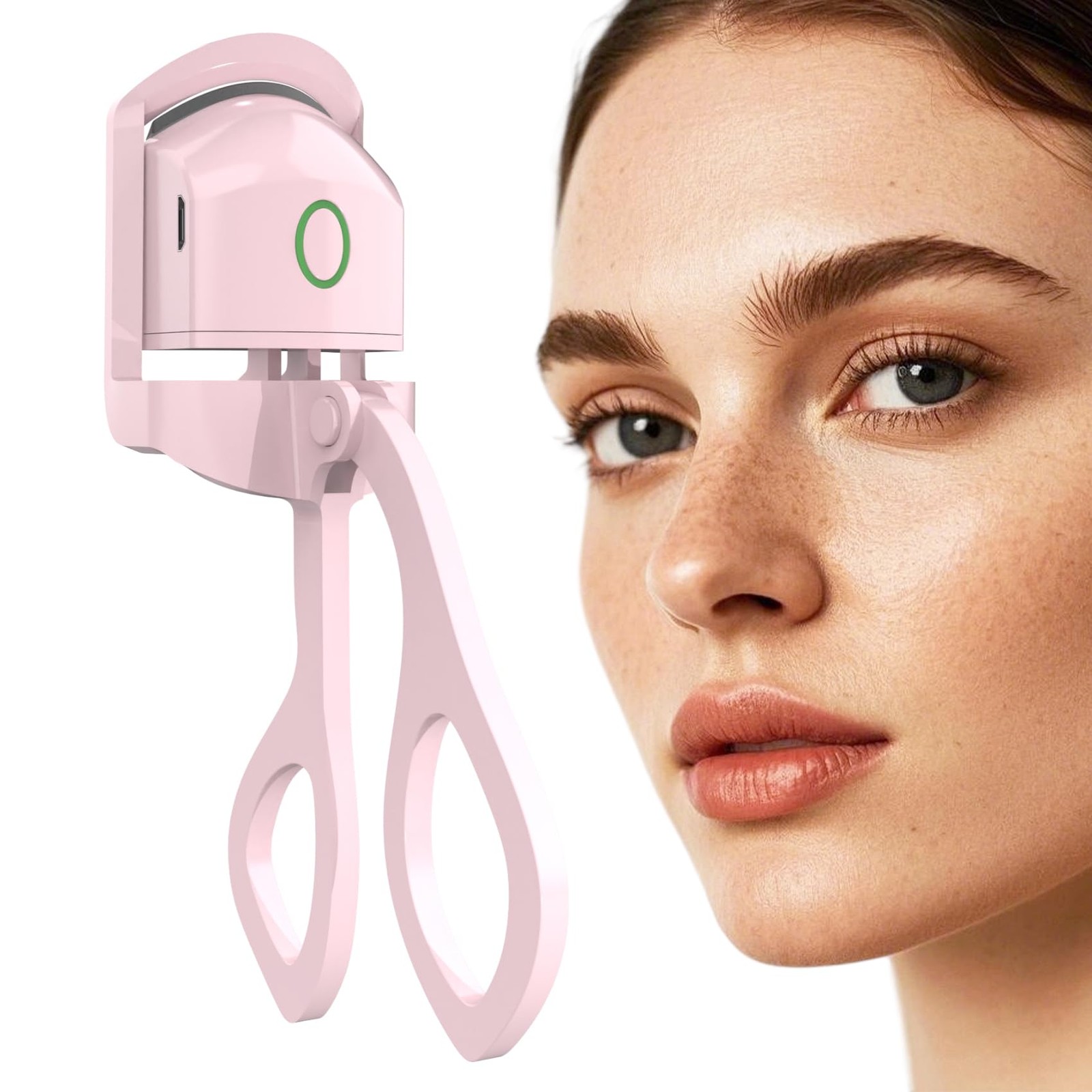 Electric Heated Eyelash Curler USB Long Lasting Curl Pink