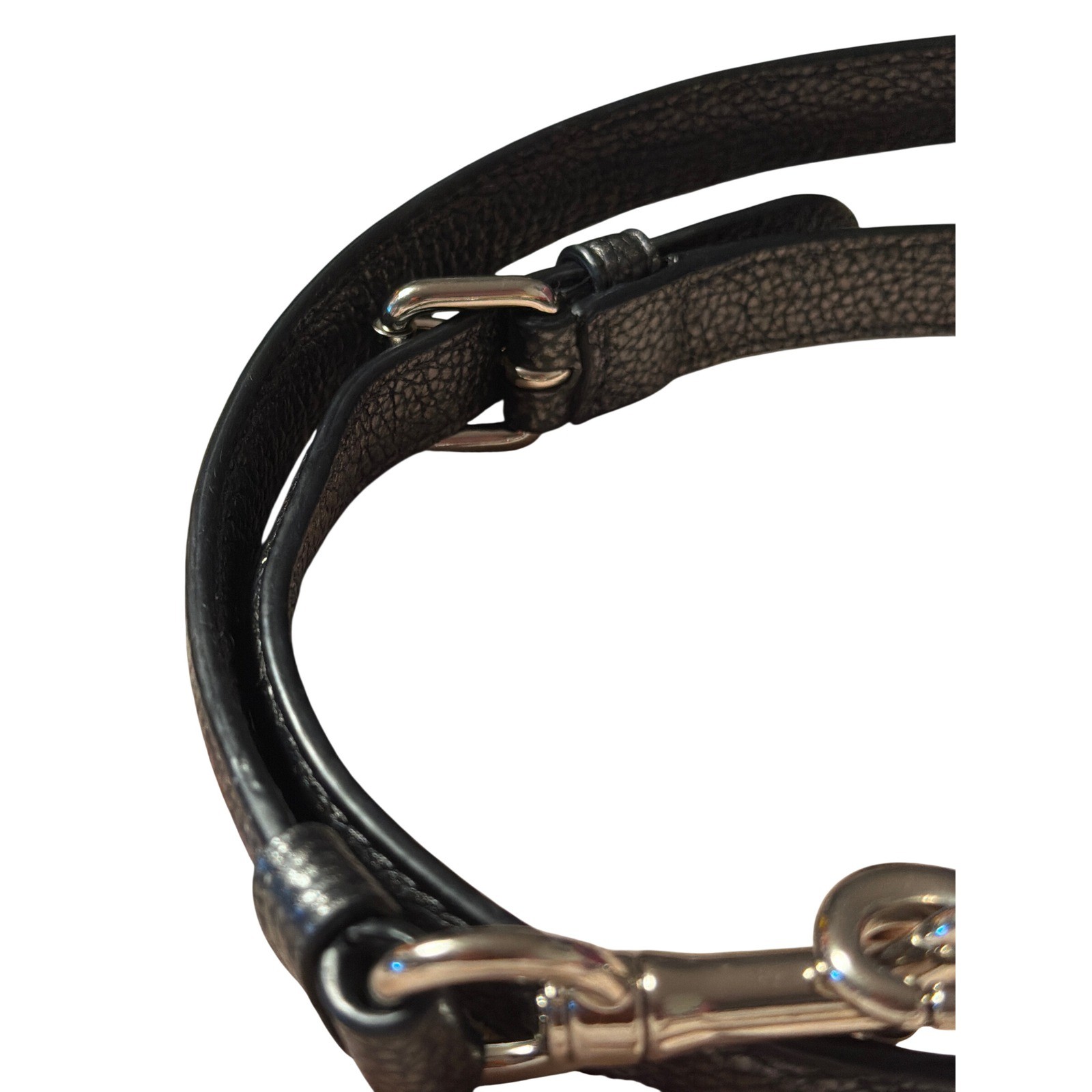 Coach Black Metallic Pebbled Leather Adjustable Crossbody Strap Silver Hardware