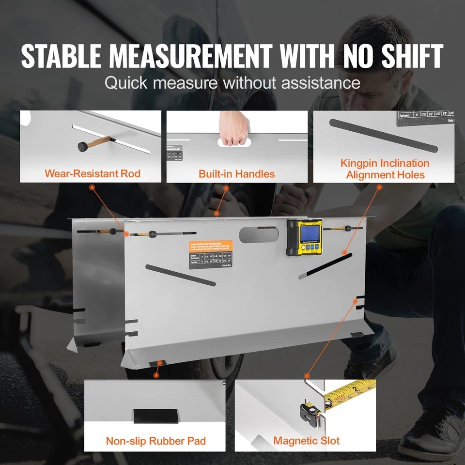 Wheel Alignment Tool Camber/Caster/Toe Gauge Toe Plates Measuring Tapes