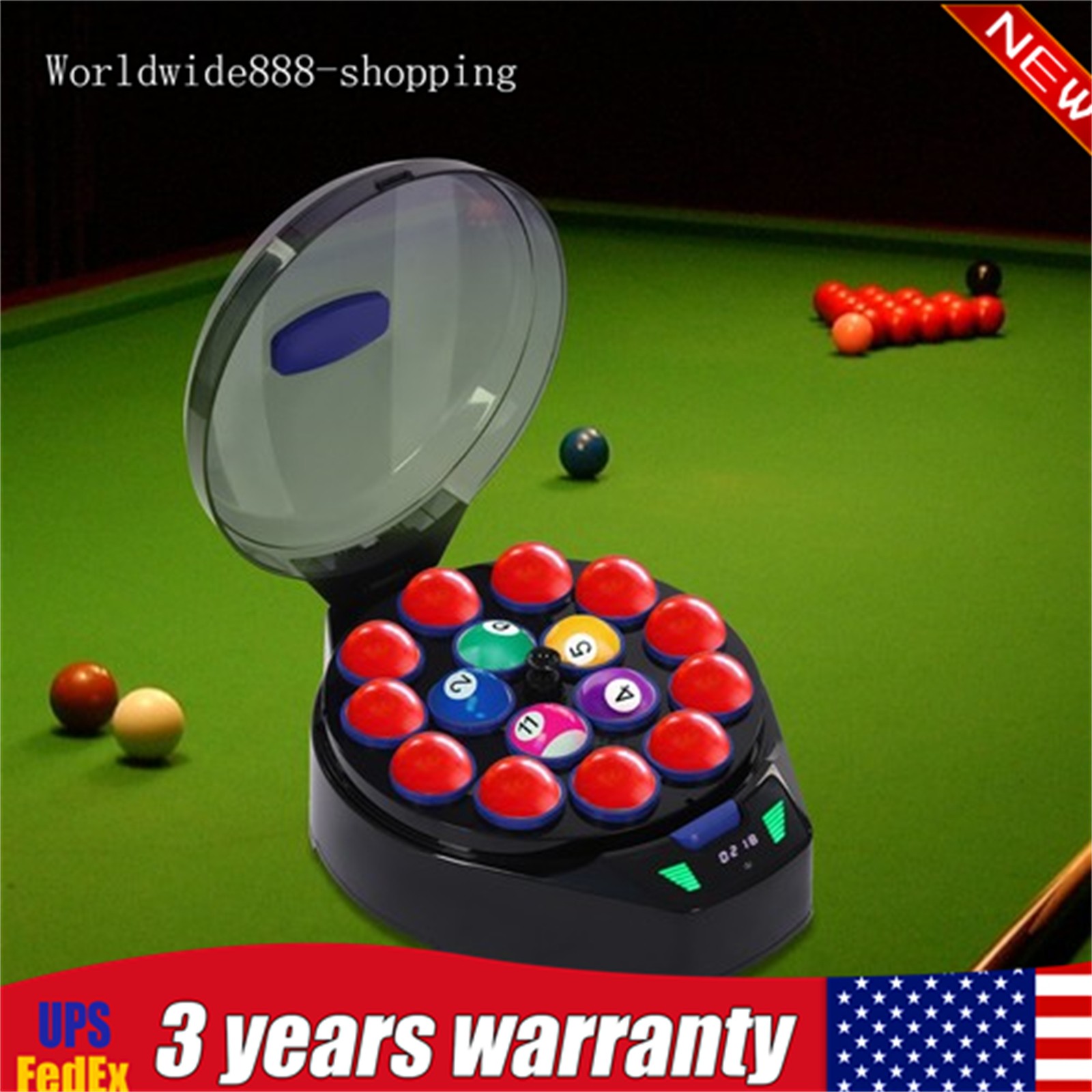 16Balls Round Automatic Billiard Ball Polisher Electric Pool Ball Cleaner Black