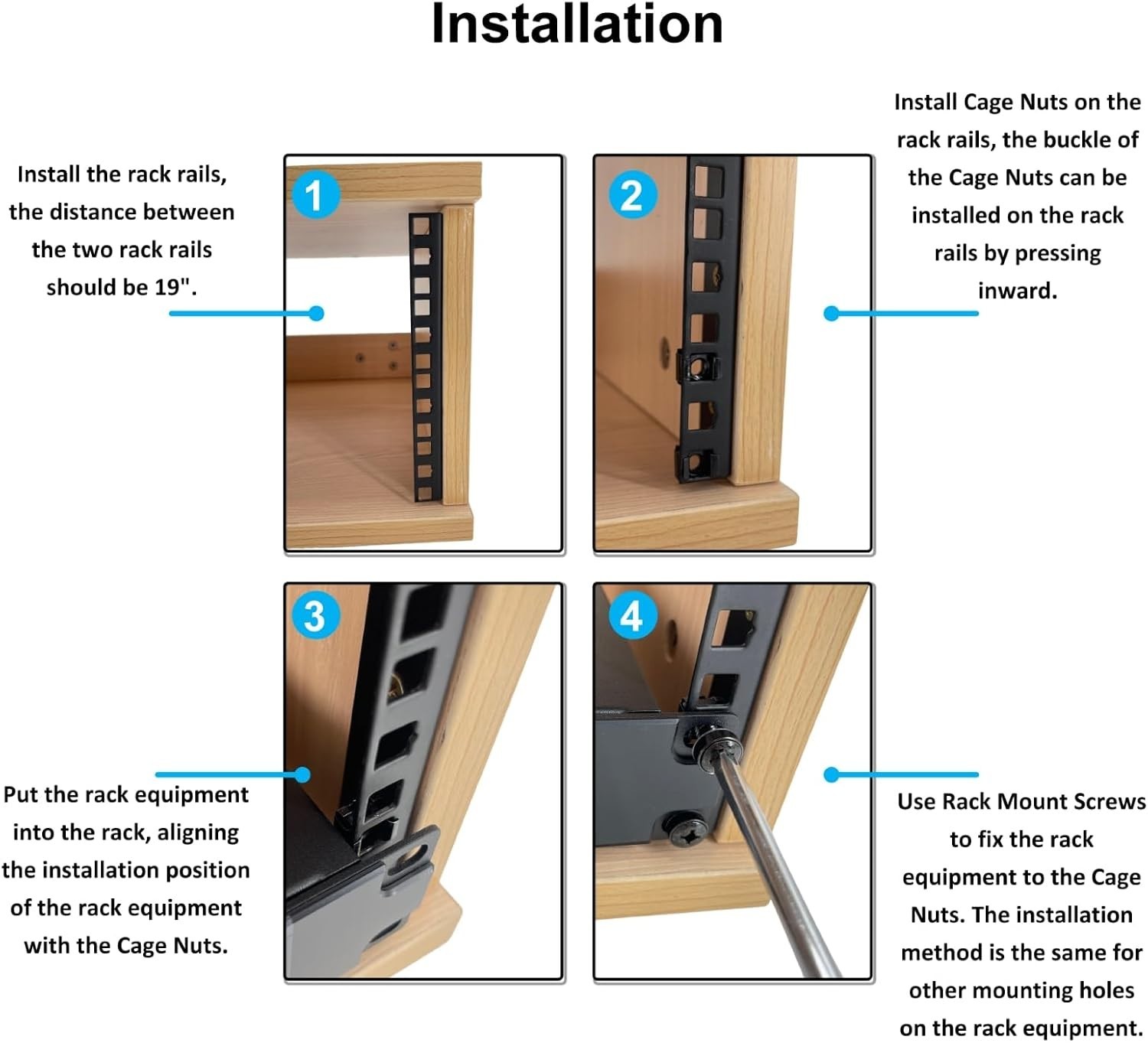 4U Rack Rails with M6 Screws & Nuts for Server Racks | Includes cage nuts set...