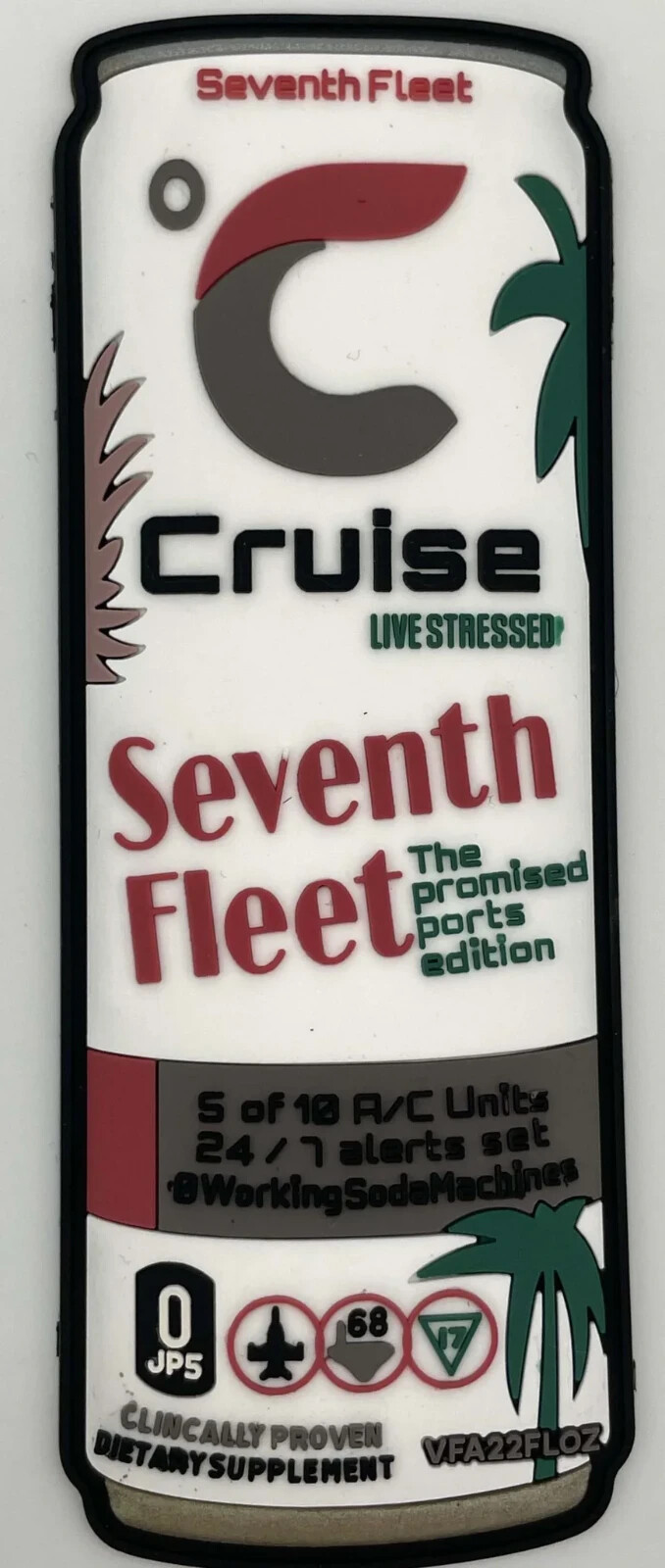 5" VFA-22 REDCOCKS 7TH FLEET HOOK & LOOP PVC NAVY PATCH