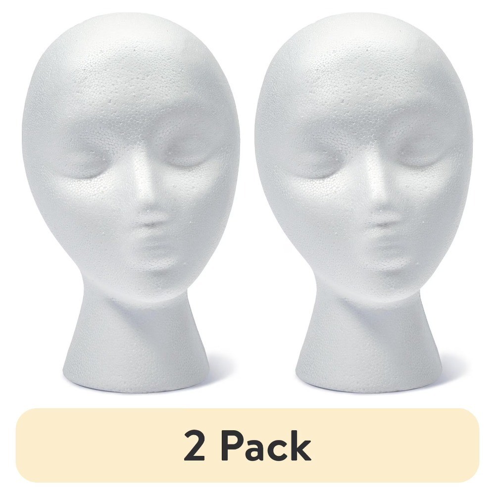 (2 pack) SmoothFōM Female Head 5.8" x 7.5" x 9.8" White