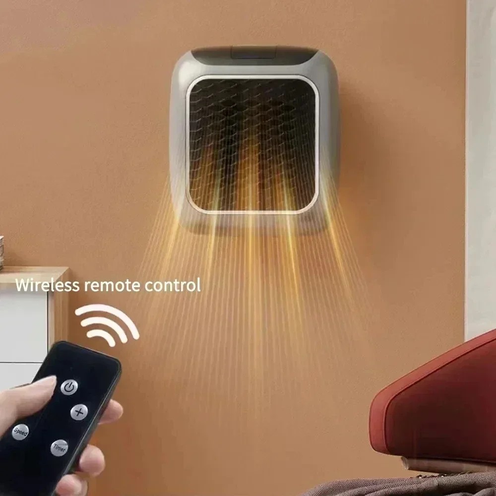 800W Mini Electric Heater PTC Ceramic Wall Mounted Bathroom Heater Remote