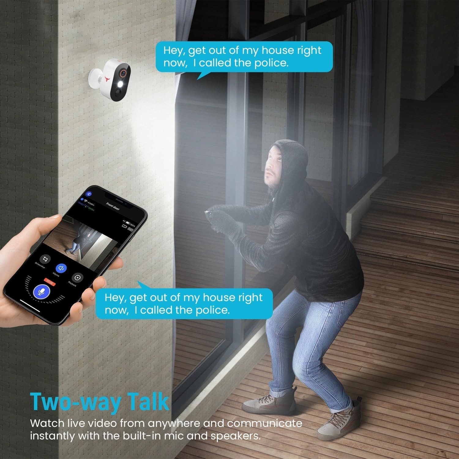 2 Pack Wireless Security Camera System Smart Night Vision Outdoor WiFi Cameras