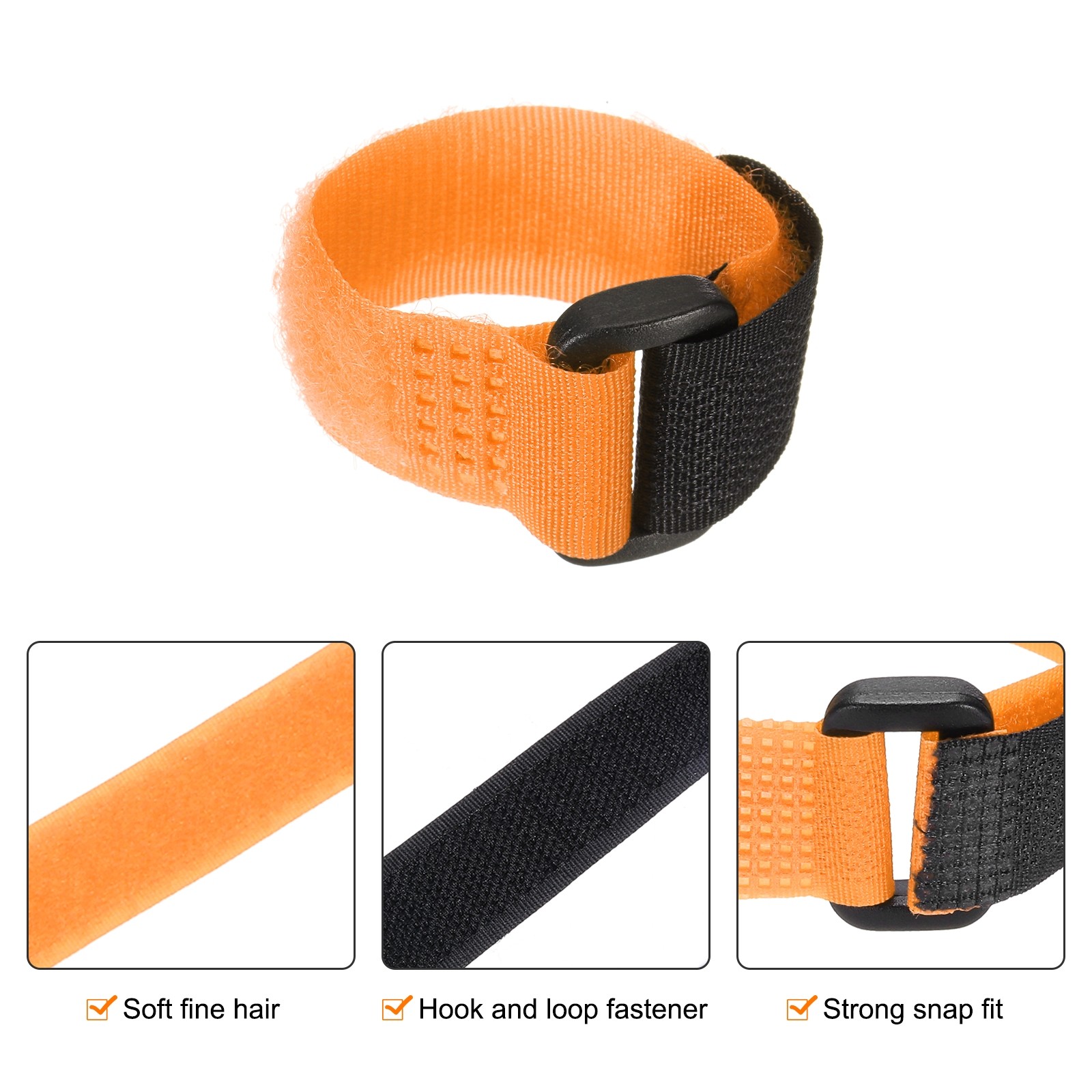 6Pcs Battery Tie Down Straps0.8"x6" Orange Nylon Hold Down Hook Loop Strap