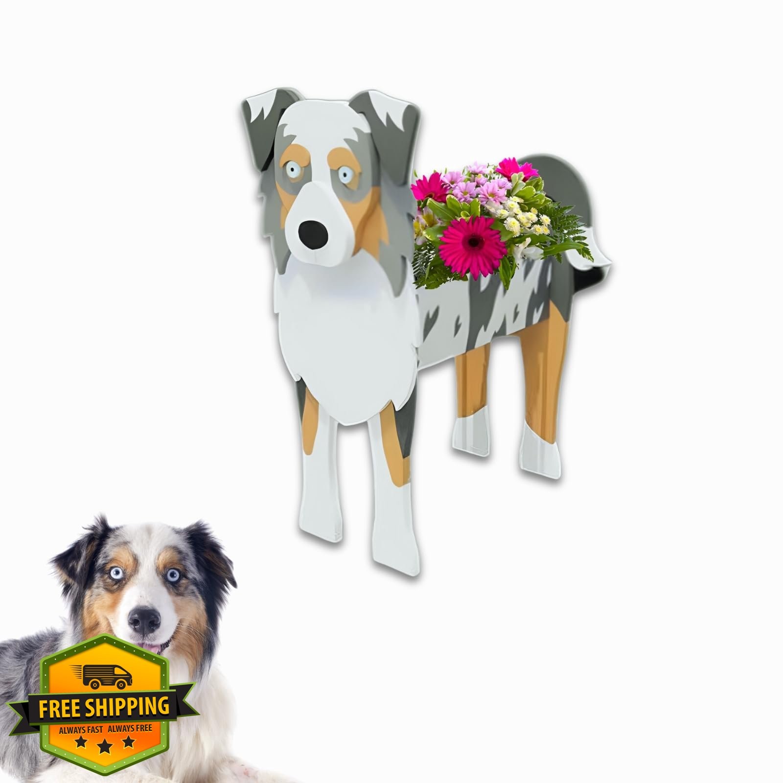 strolfay Australian Shepherd Dog Flower Planter Pot