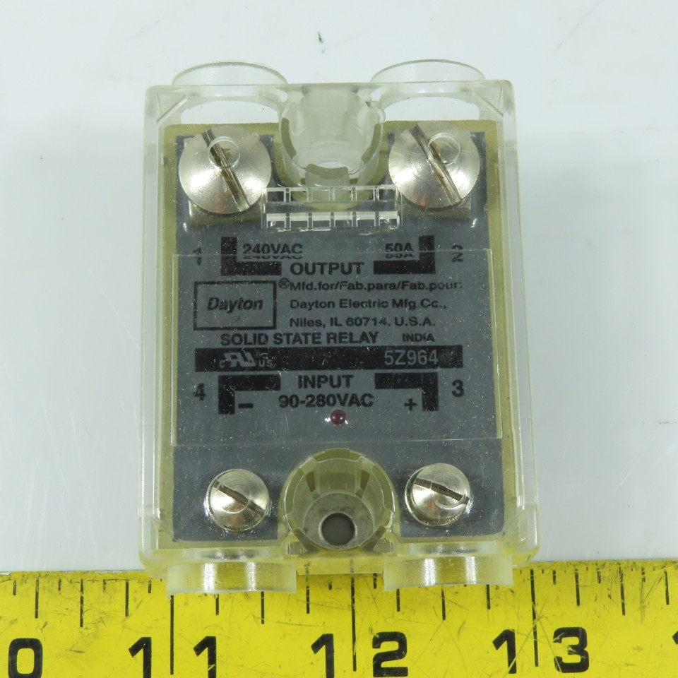 Dayton 5Z964 Solid State Relay 50A 240VAC Output 90-280VAC Input