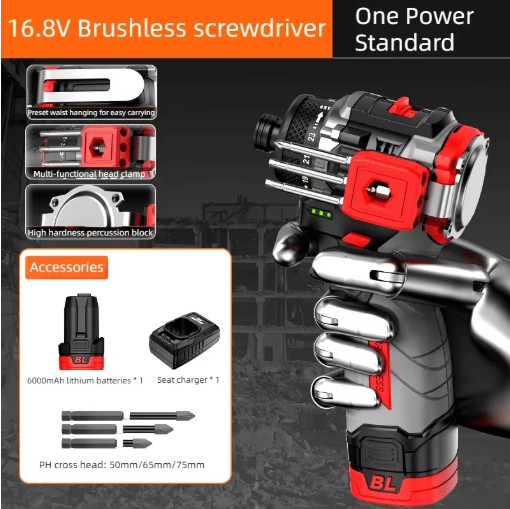 16.8V Brushless Cordless Drill Driver 55Nm Electric Screwdriver Tool Set