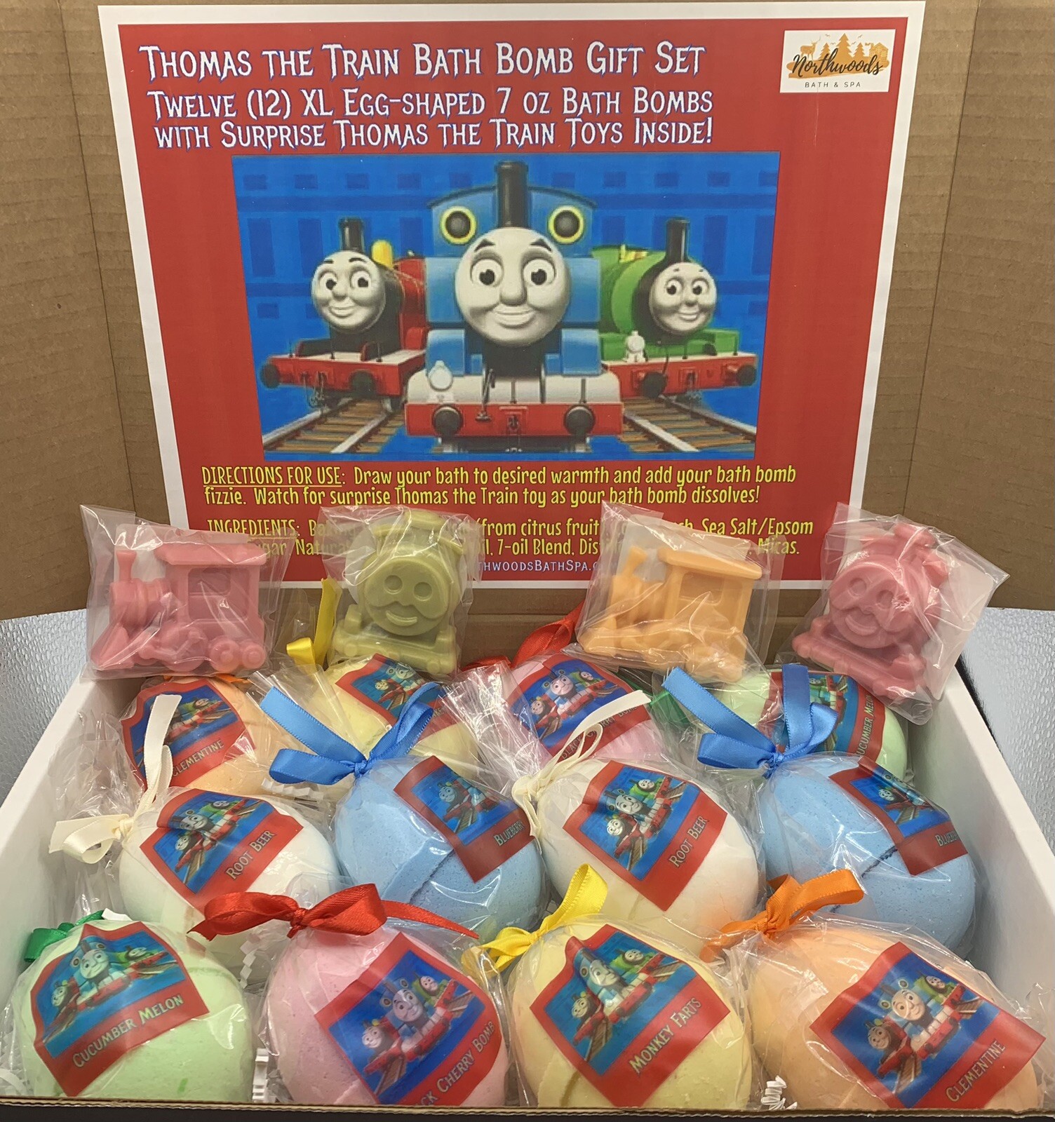 Large Thomas the Train 12-pack XXL 7 oz Egg-shaped Bath Bomb Gift Set for Kids