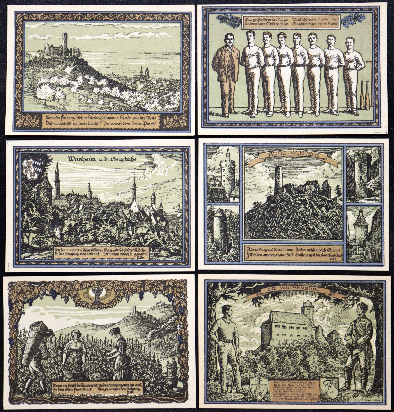 WEINHEIM 1922 RARE "Gymnastics Club" Complete Series German Notgeld