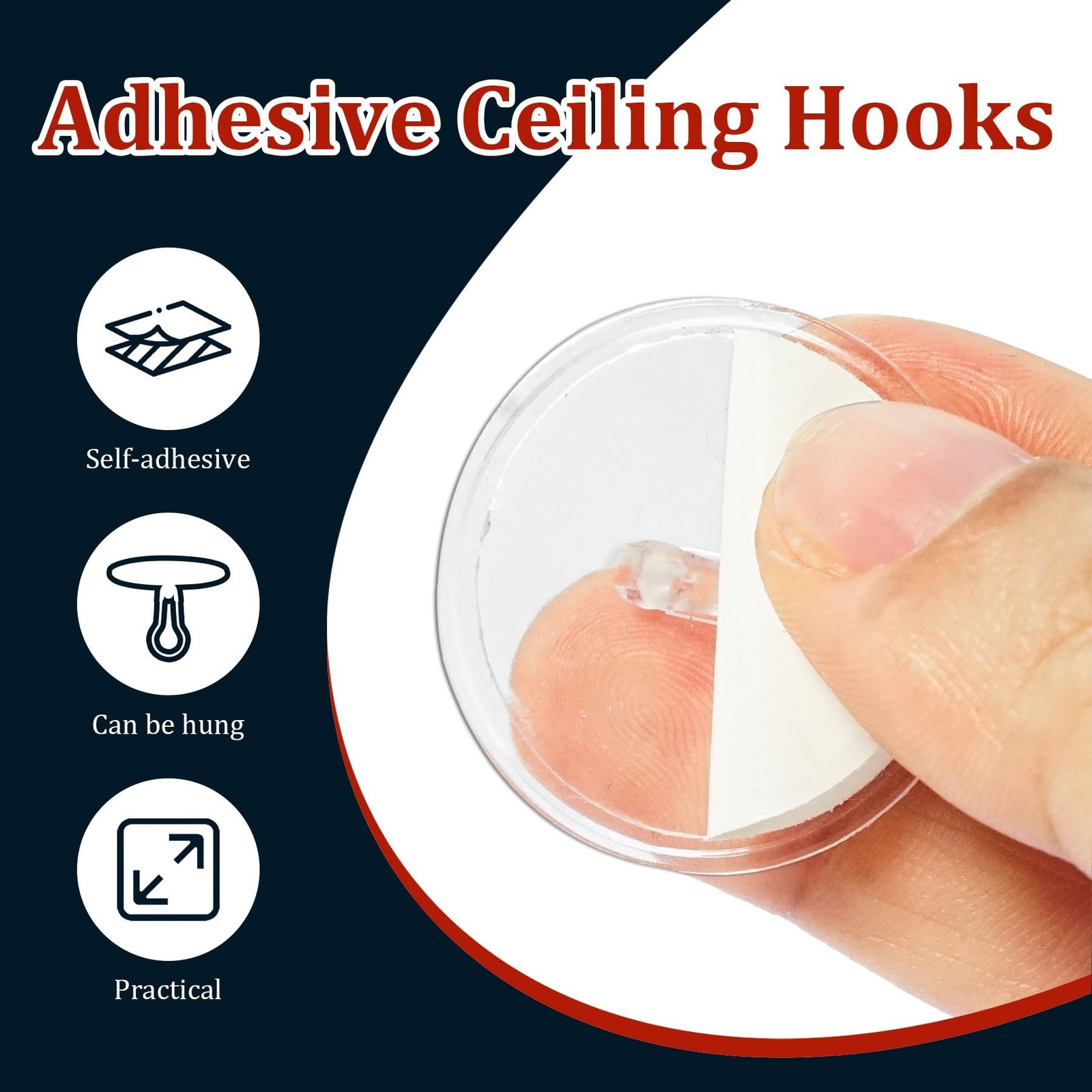 Philbinden 100 Pack Sticky Ceiling Hooks Self Adhesive Wall Hooks Round Sucti...