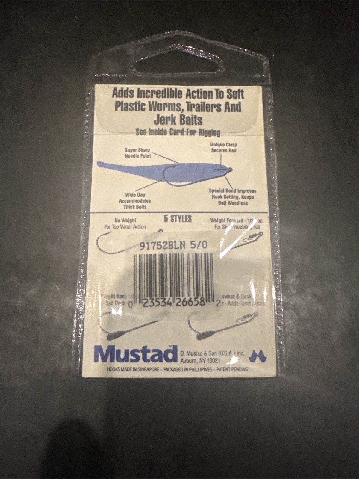 Mustad Ref 91752BLN 5/0 Needle Power Lock Pack Of 5