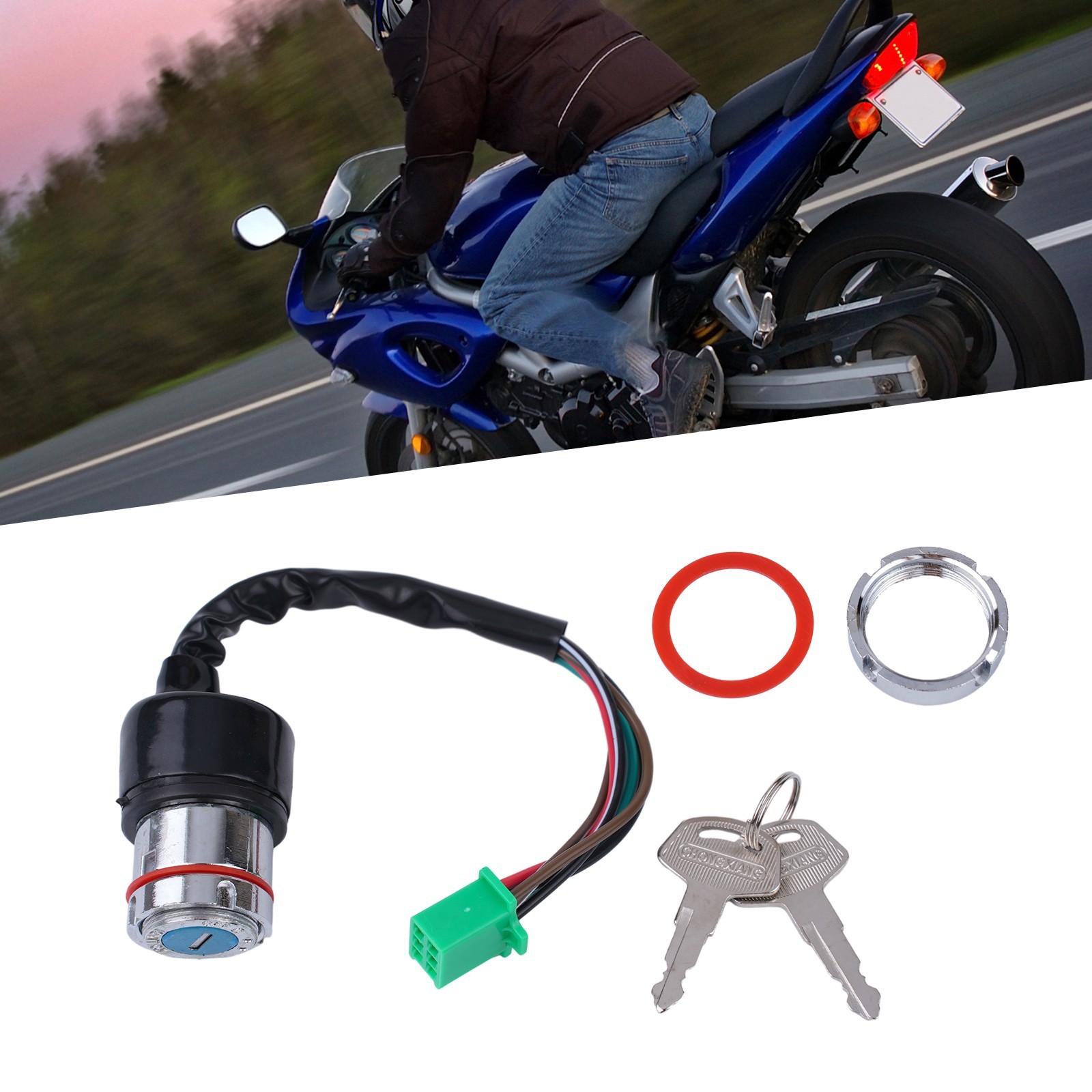 6 Wire Motorcycle Ignition Key Switch 2 Keys Set For 50CC 90CC 110CC 125cc HOT