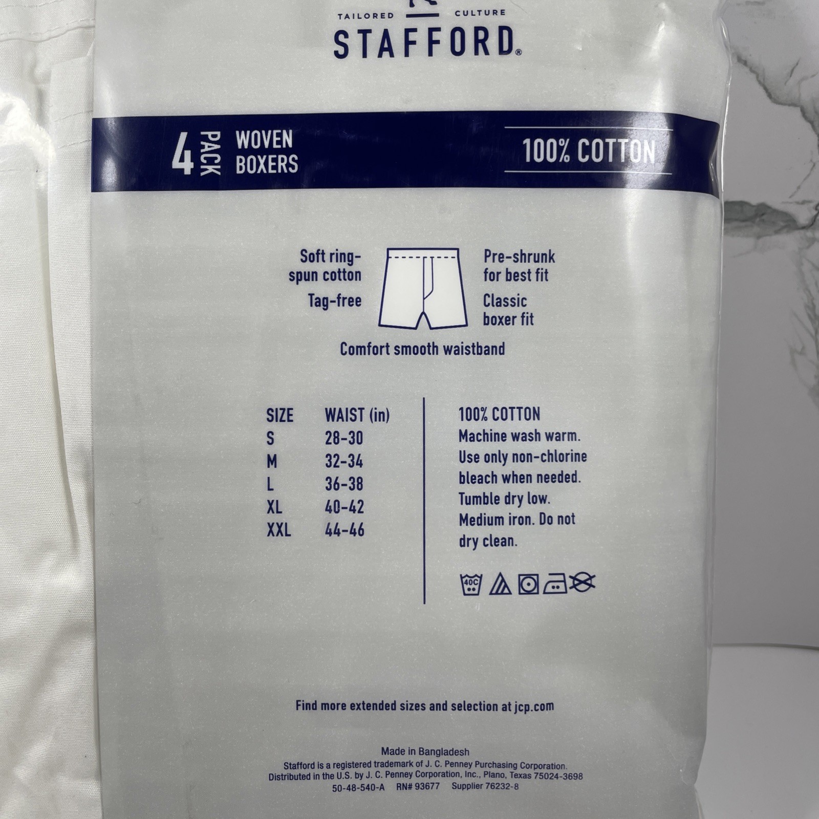 4 Pack of Stafford Woven Boxers Men's Size Small 100% Cotton White