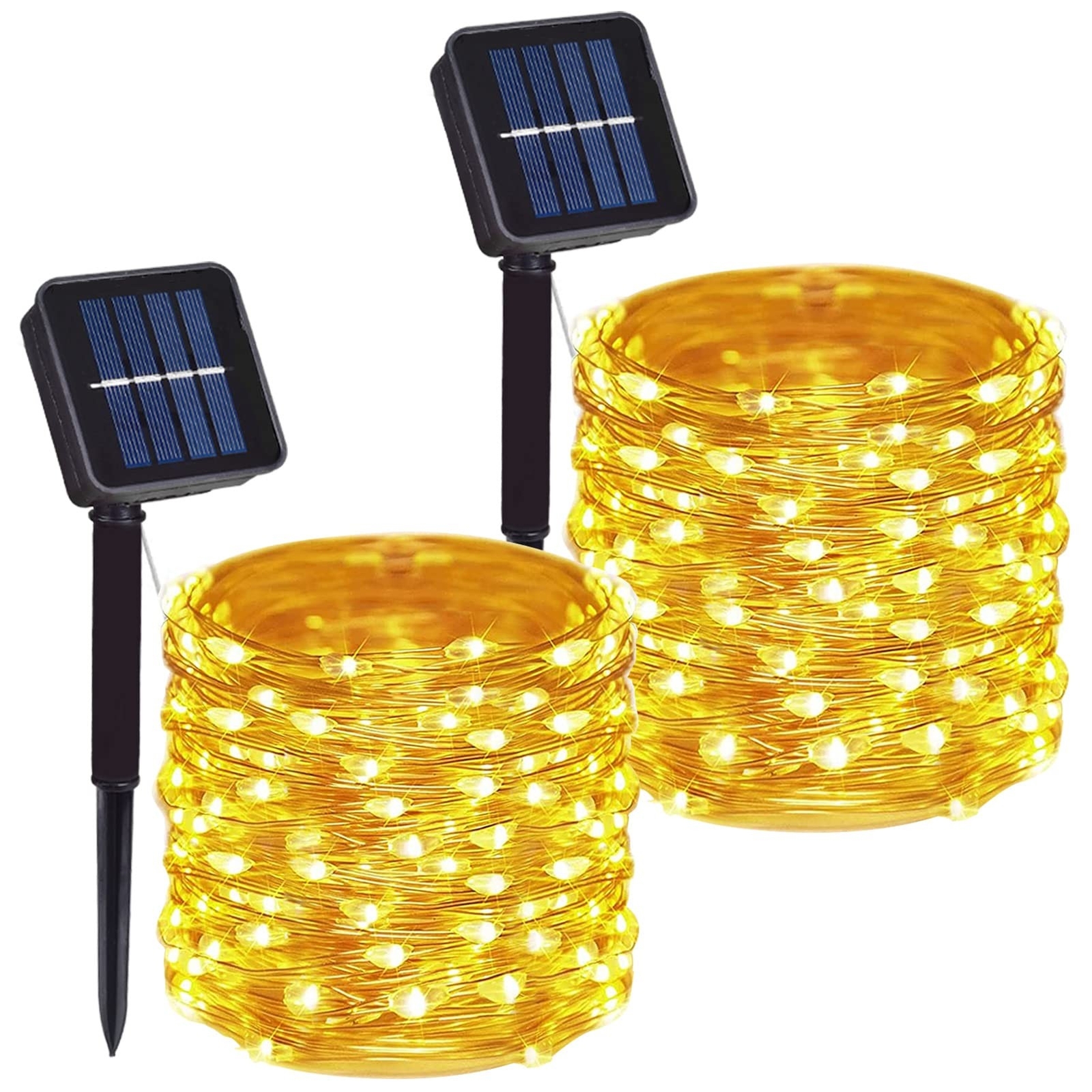 2 Pack Total 200 LED Solar Powered Copper Wire String Lights Outdoor, Waterpr...