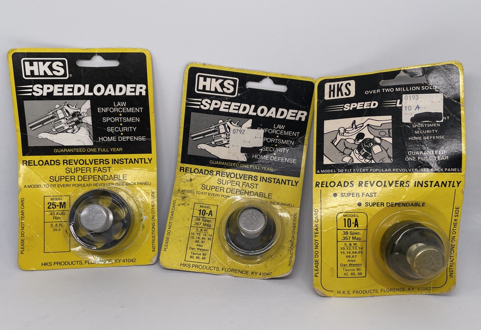 2-HKS 10A Revolver Speedloader .38/.357 for S&W,Dan Wesson & 1- 25M For .45 Auto