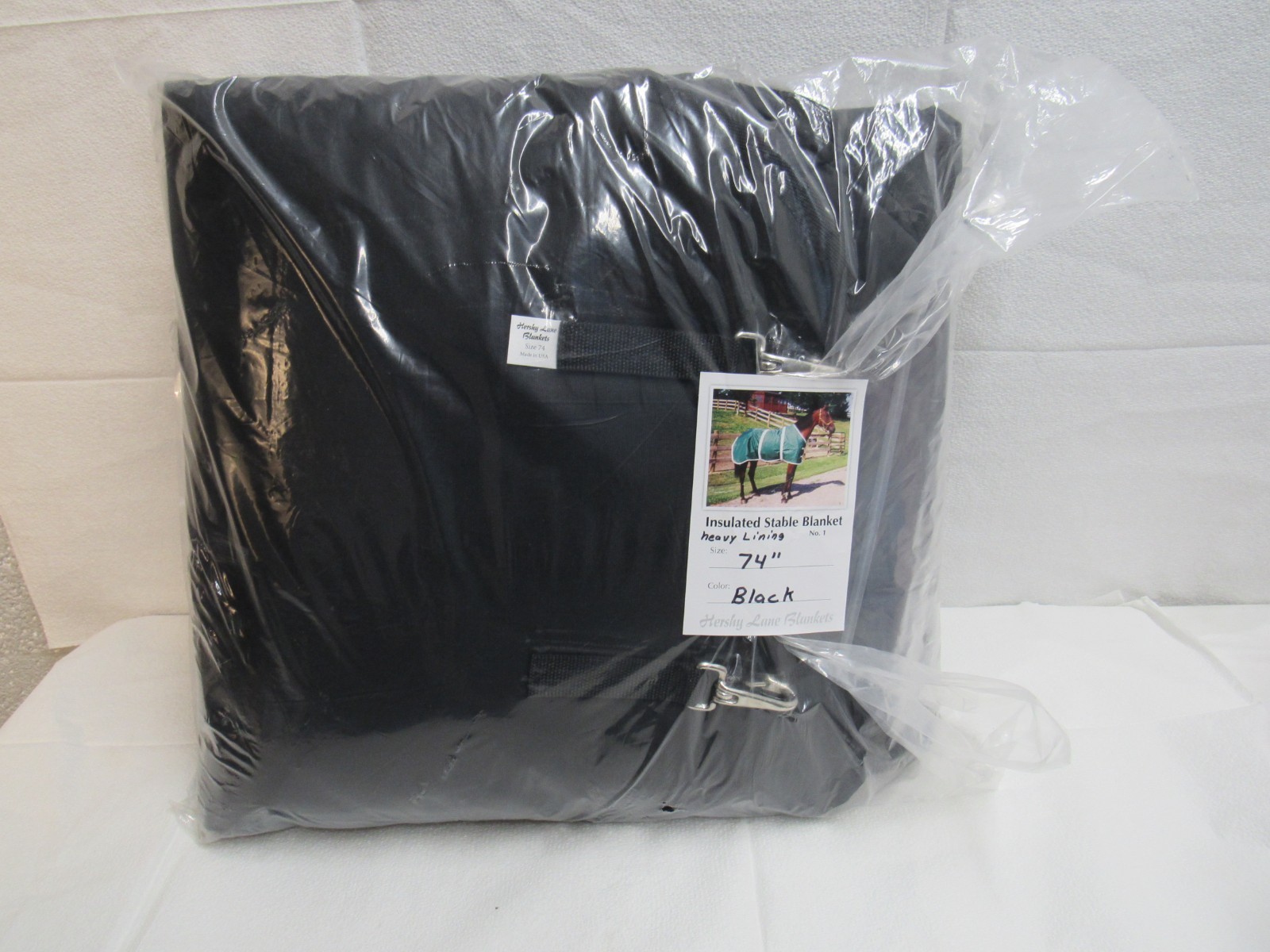 Hershy Lane Insulated Stable Blanket For Horses 74", Black Heavy Lining