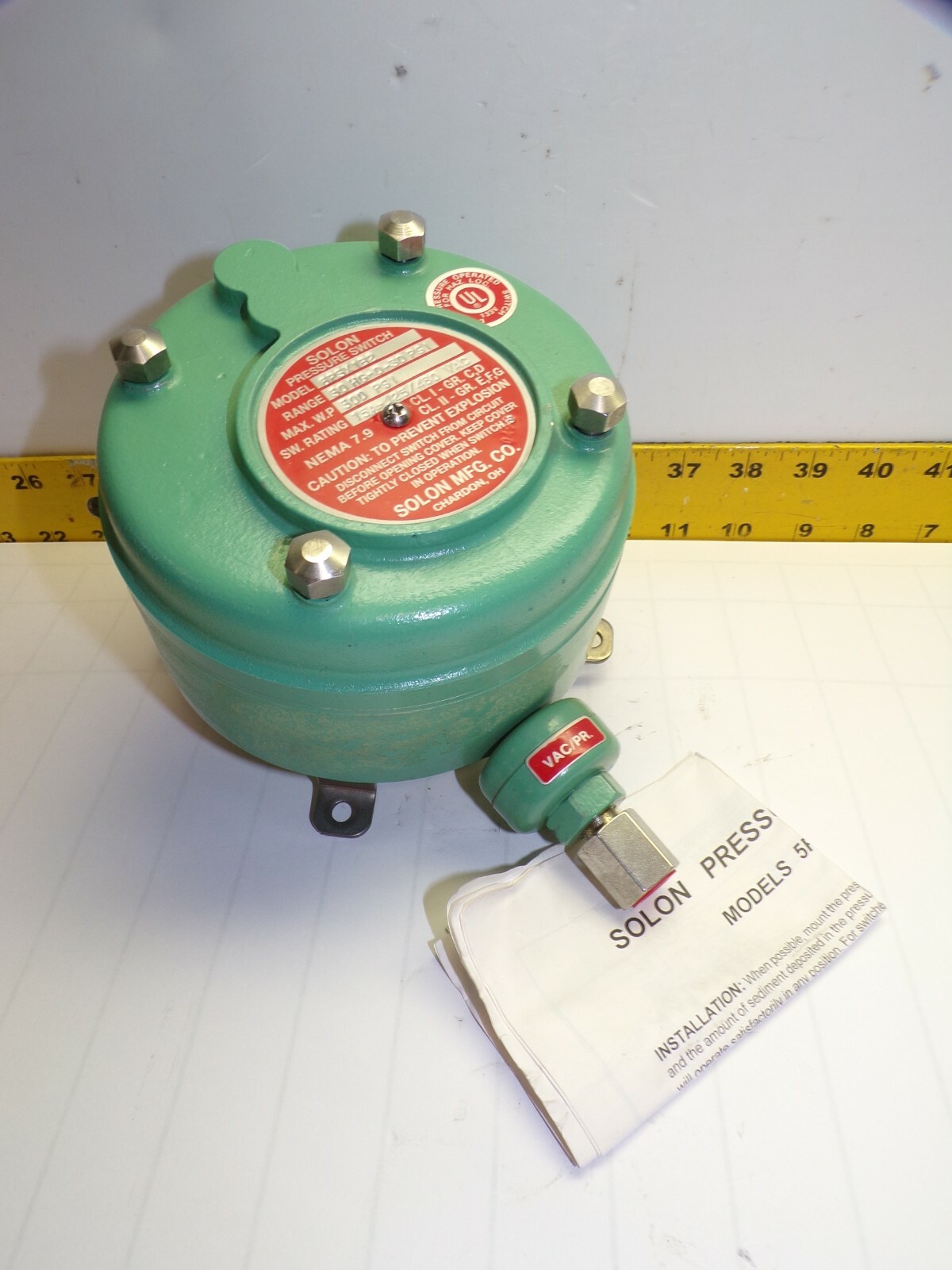 NEW SOLON PRESSURE SWITCH 125/480 VAC 15 AMP 300 PSI  6PSX1B2