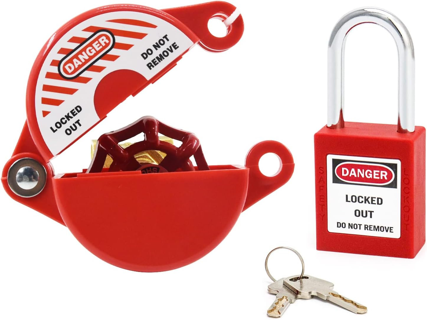 Gate Valve Lockout and Safety Padlock,1Set, Hose Bib Lock for Outdoor Faucet ...