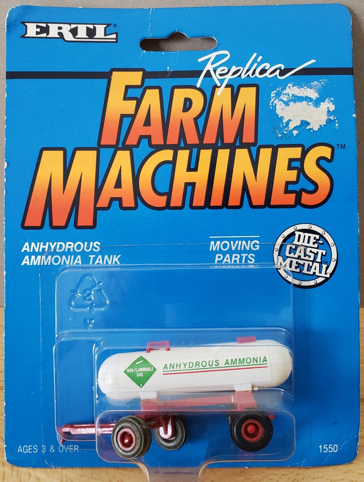 Vintage Ertl Farm Machines Anhydrous Ammonia Tank Wagon Trailer 1/64 1550 NIP