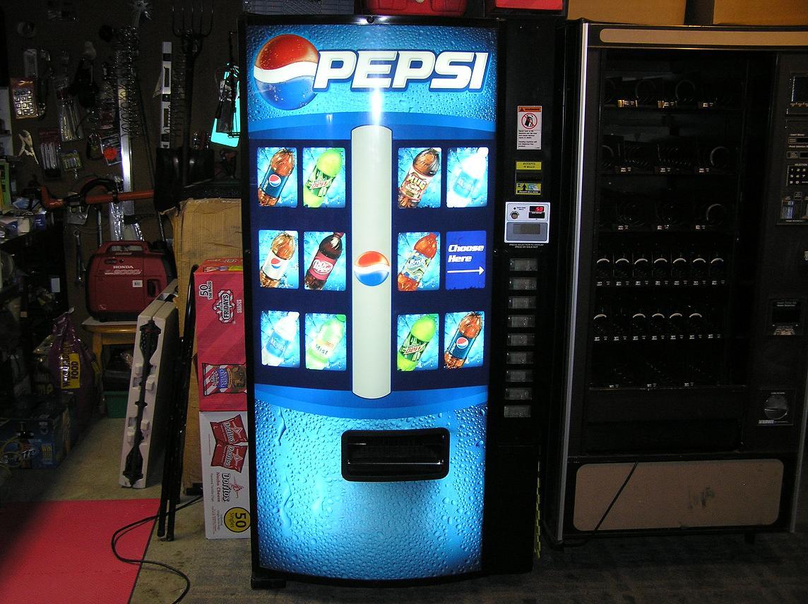 DIXIE NARCO 501E & 276E HVV SODA VENDING MACHINE "DIET PEPSI"12oz CAN VEND LABEL
