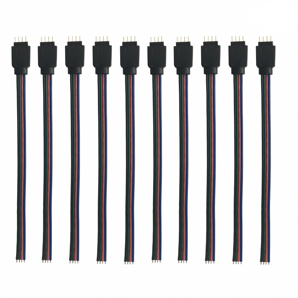 10 pcs/Pack 5.9 inch / 150 mm 4 Pin RGB LED Strip Lights Extension Cable Conn...