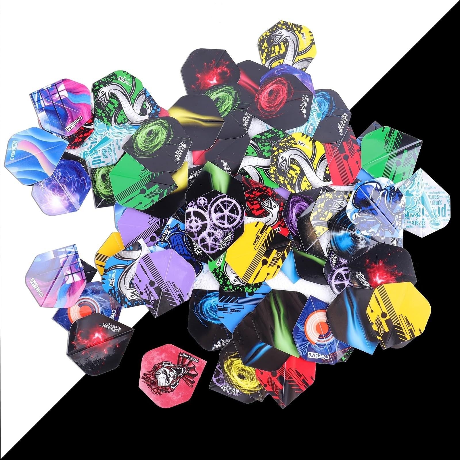 CyeeLife Standard Dart Flights 90 Pcs Durable PET Replacement Wings