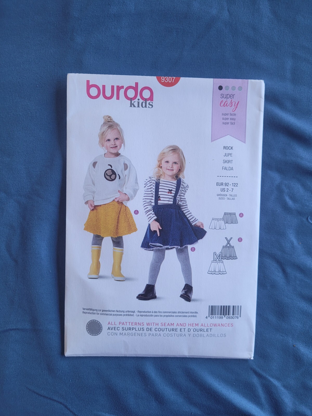 Burda 9307 Flared, Pull On Skirts & Strappy Suspender Skirt Sz 2-7 UNCUT Pattern