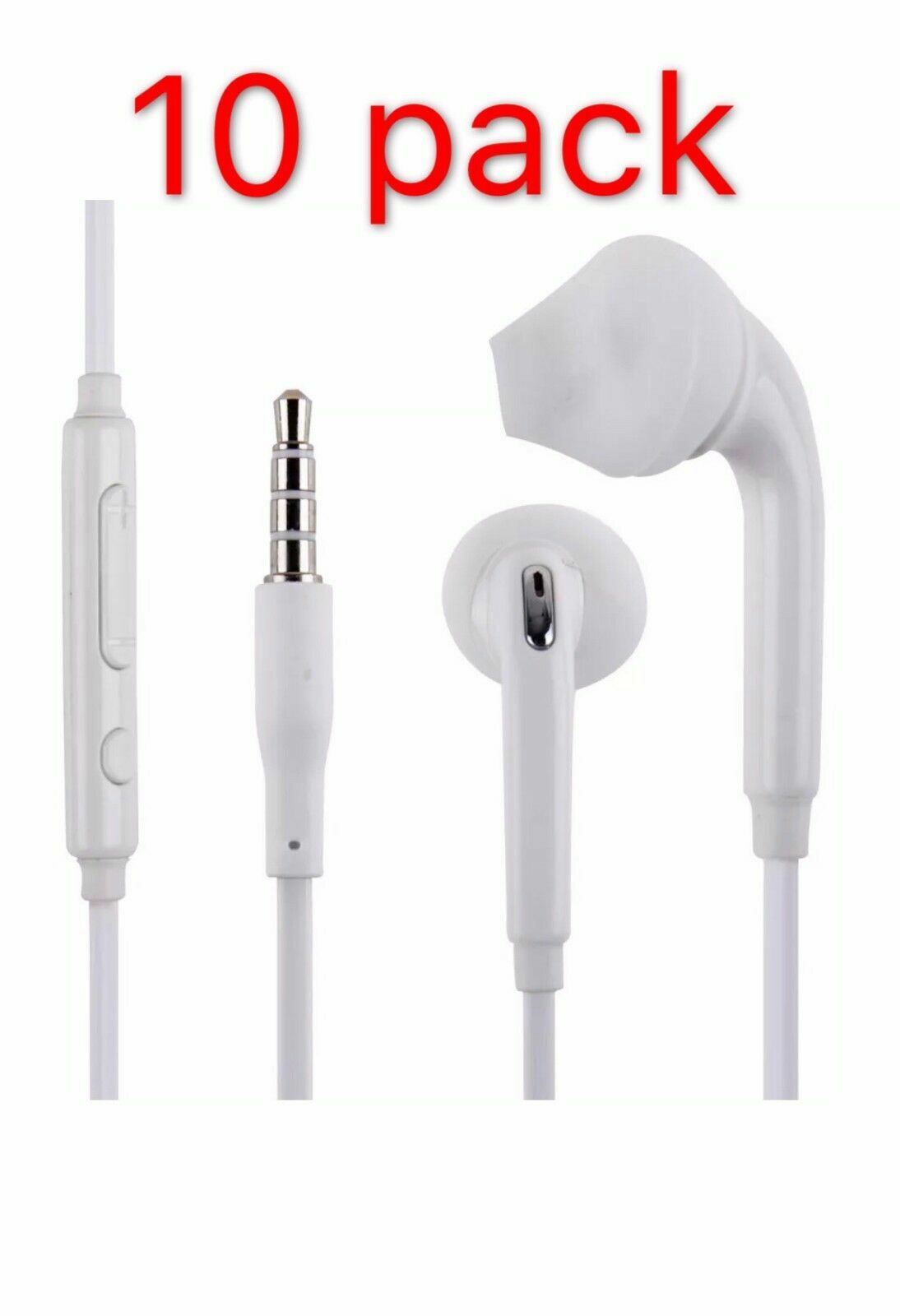 10 Pack Earphone Headset Headphone Control With Mic Fit Samsung GALAXY S5 S6 S7