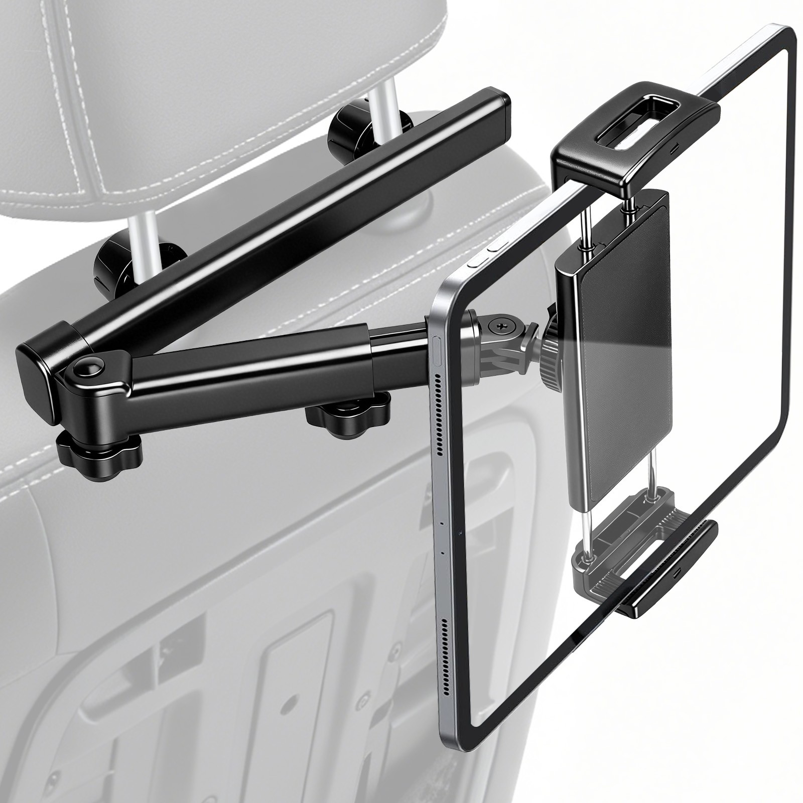Car Headrest Tablet Holder 360° Rotating Extendable Mount for 4.7-13"iPad iPhone