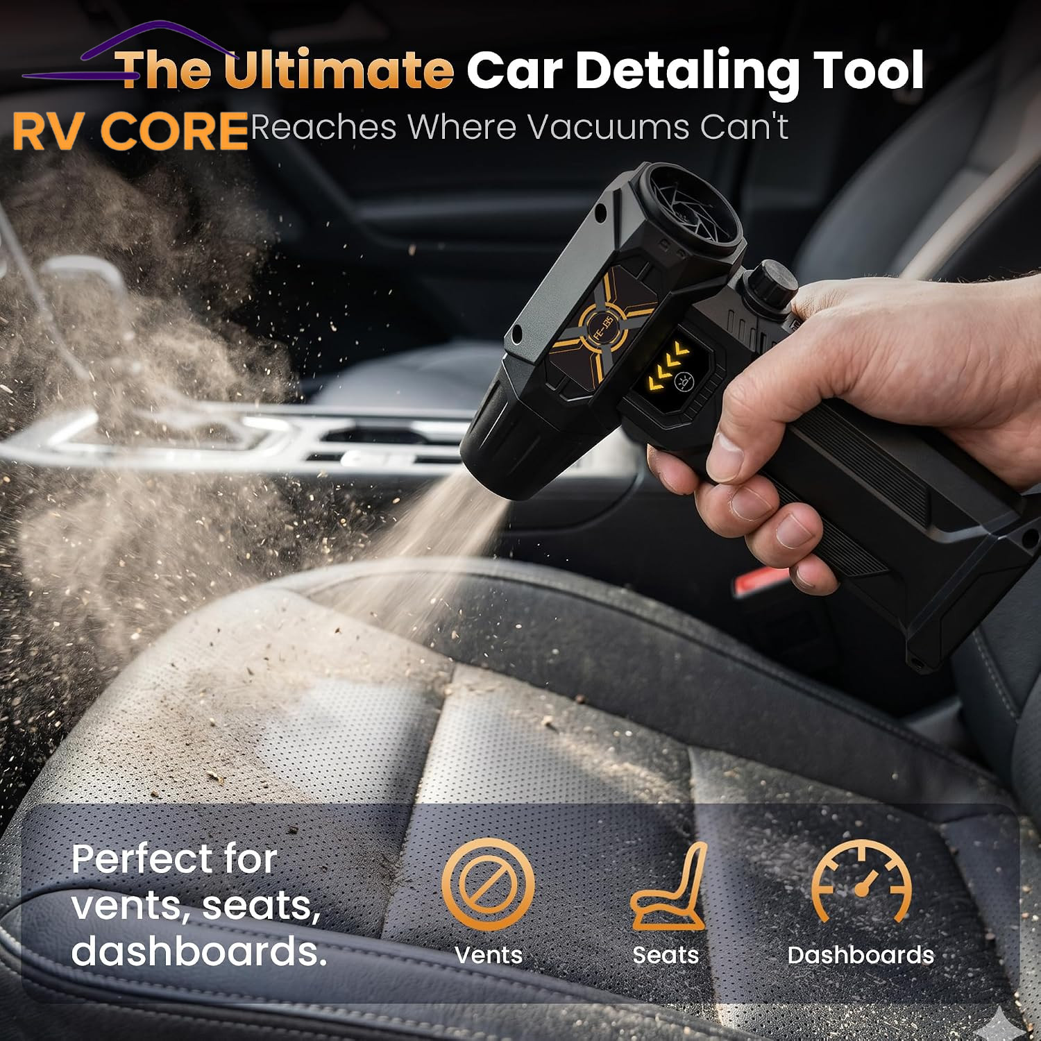 130000RPM Electric Air Duster 6 Nozzles Rechargeable Blower LED PC Car Cleaner
