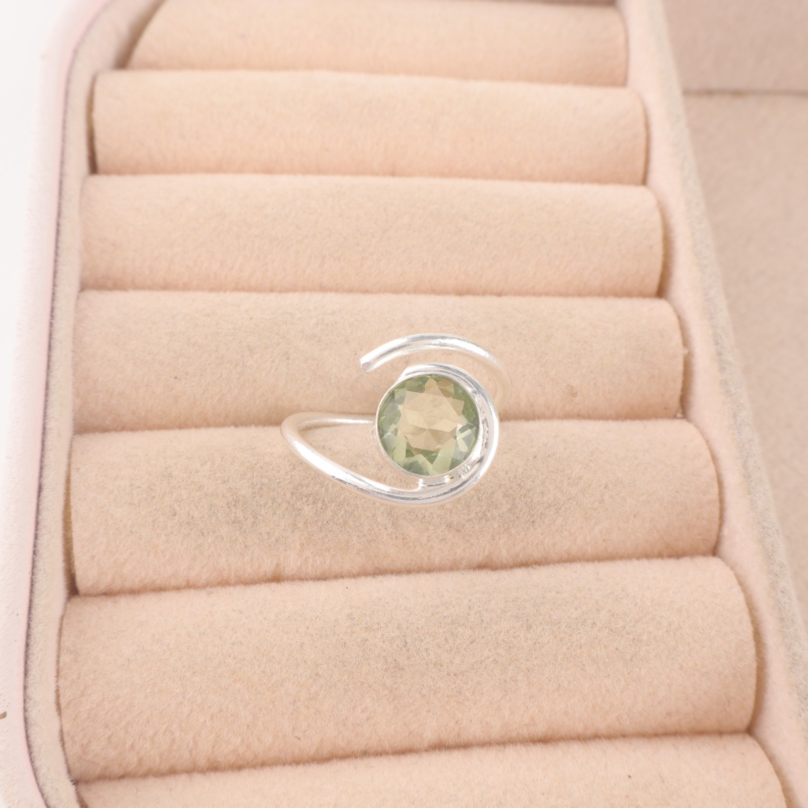 Green Amethyst Gemstone 925 Sterling Silver Jewelry Handmade Ring For Women Gift