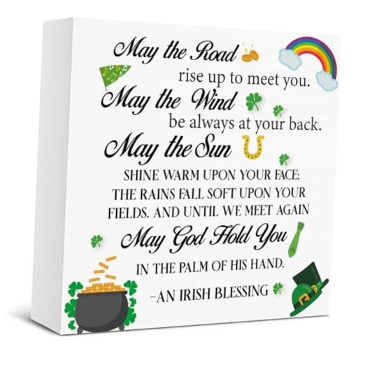 St. Patrick's Day Decor Sign - An Irish Blessing Wooden Box Sign - color-G