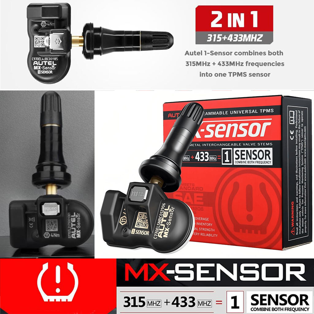 Autel TPMS MX-Sensor 315MHz & 433MHz Programmable Universal Tire Pressure Rubber