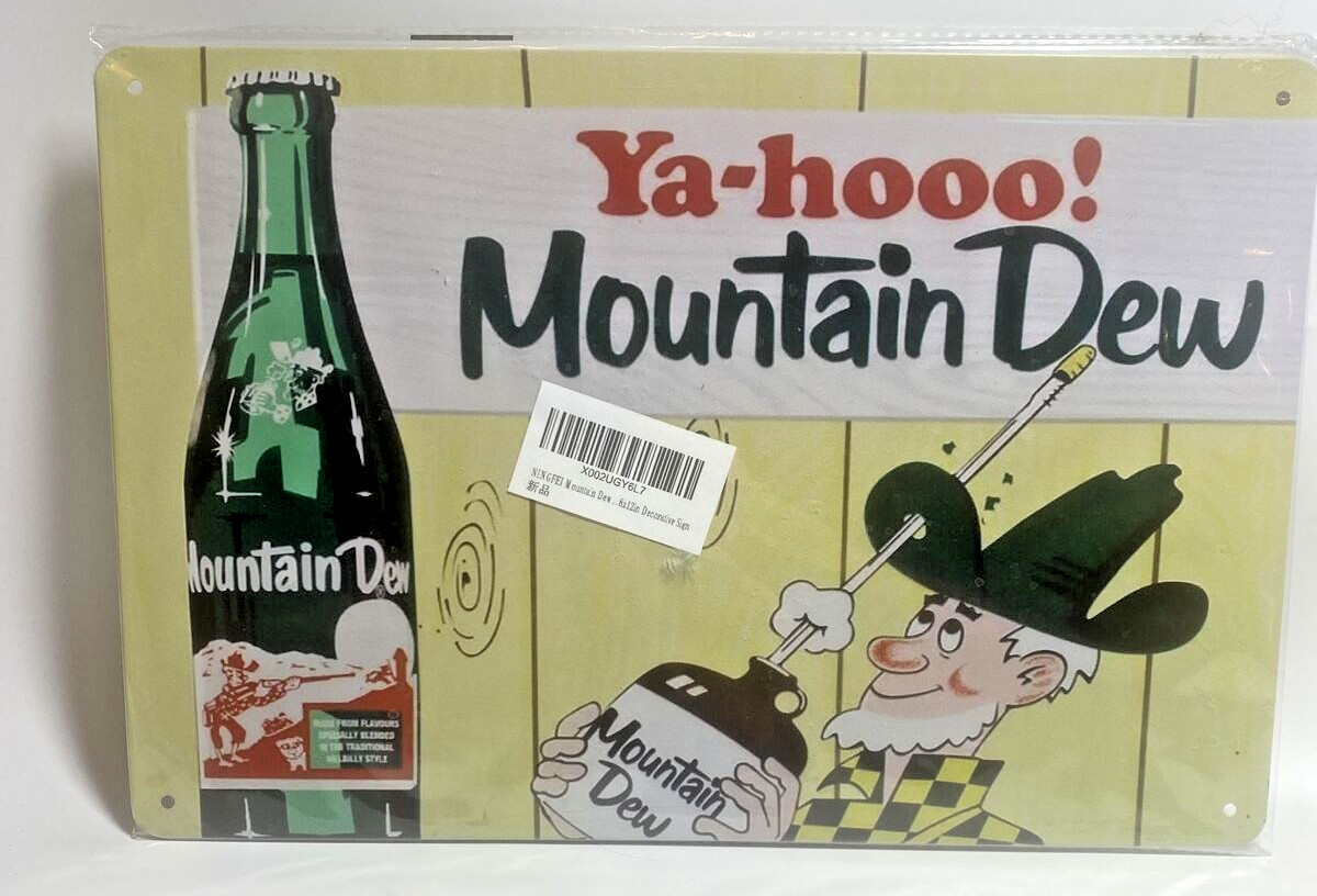 Ya-hooo Mountain Dew Reproduction Metal Sign 12" x 8"